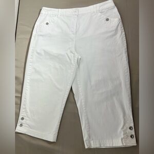 Karen Scott Petites White Capri Pants Womens 12P Stretch Cropped Casual